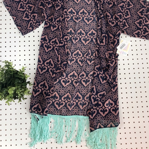 LuLaRoe Sweaters - NWT LuLaRoe kimono with fringe accent Fleur de Lis